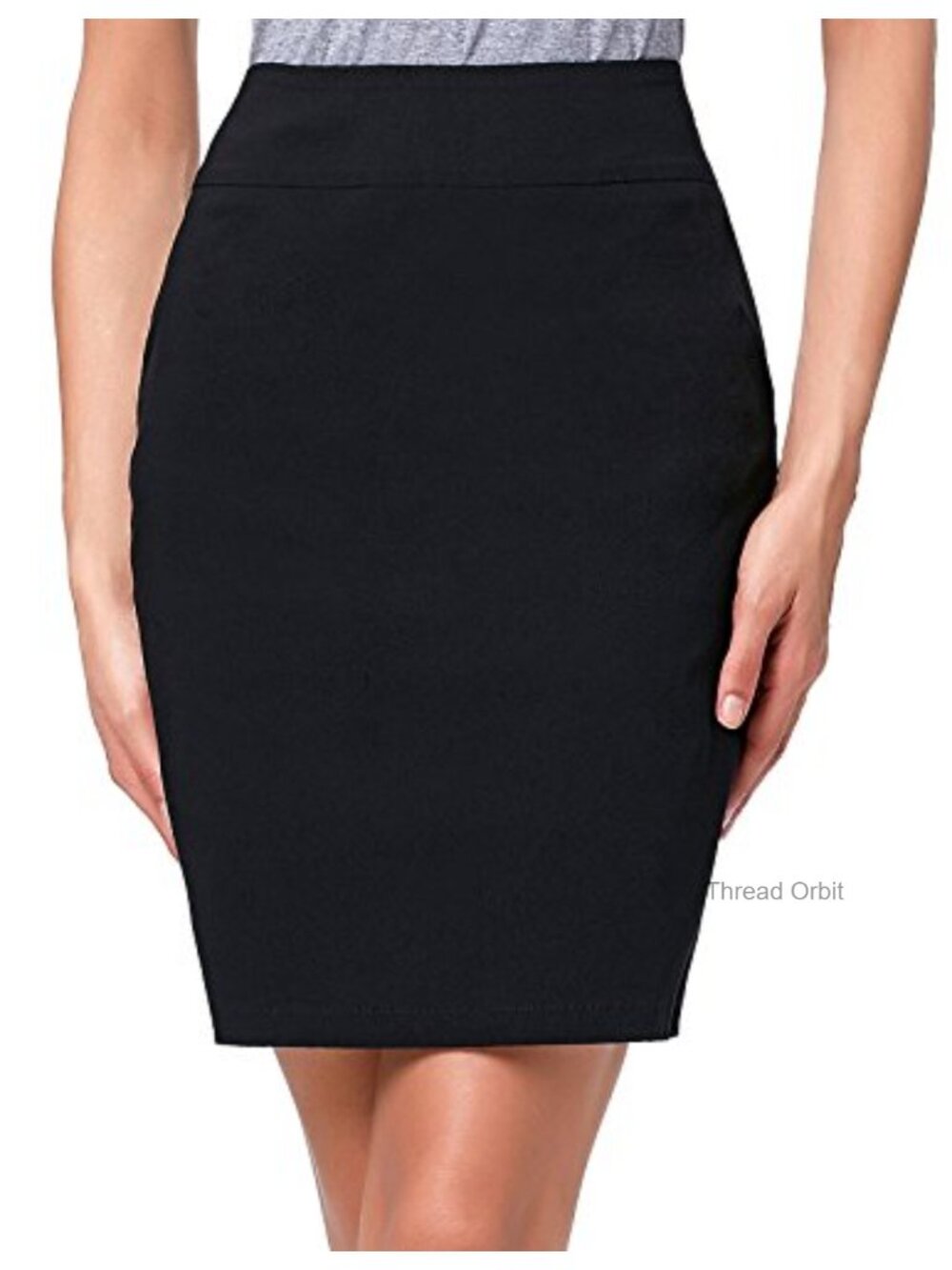 Women's High Waist Pencil Skirt, Stretch Above Knee, Side Zipper